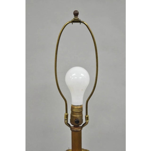 Vintage Italian Hollywood Regency Carved Gold Giltwood & Marble Table Lamp For Sale - Image 9 of 12