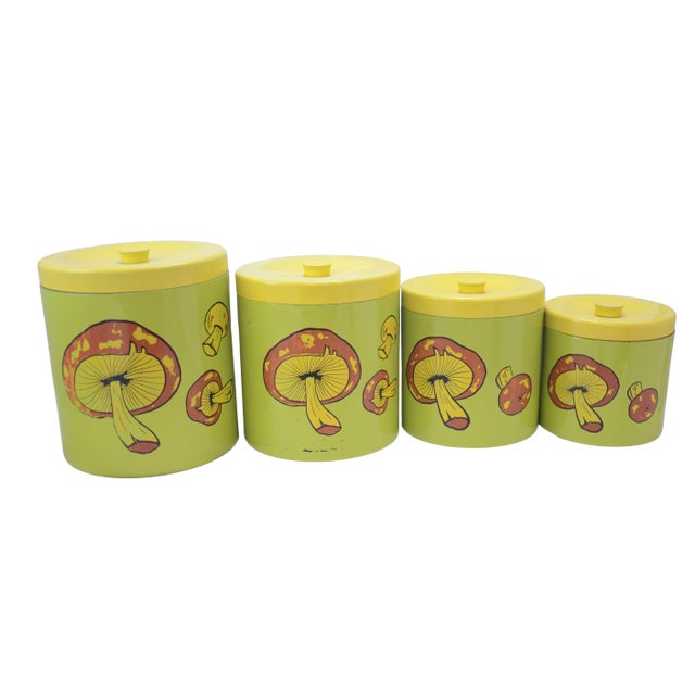 1960s Retro Mushroom Nesting Canister Set For Sale - Image 5 of 5