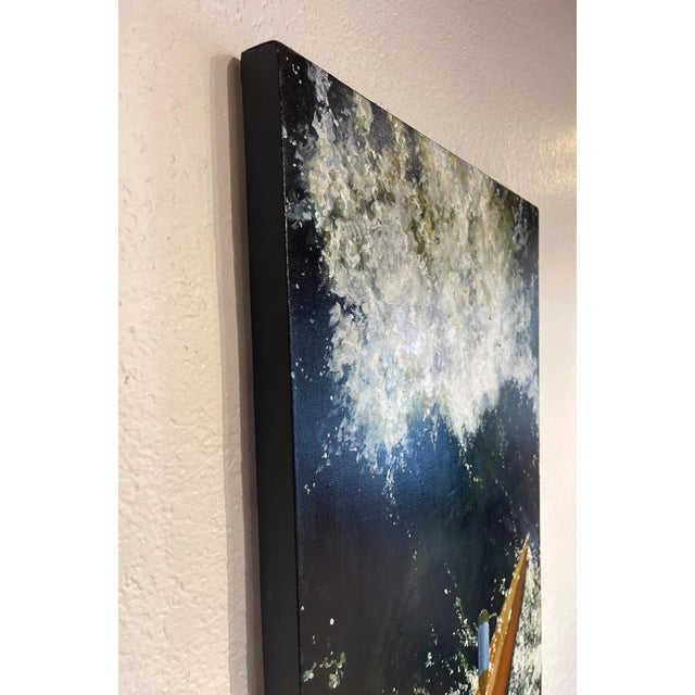 Contemporary Running the Rapids by Sheri Farabaugh | Oil on canvas Kayaker navigating turbulent water. For Sale - Image 3 of 3