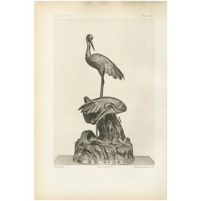 Audsley, Cranes on Ornamental Base, 1884, Heliograph For Sale