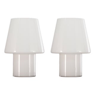 Italian Murano Glass Mushroom Table Lamps, 1980s, Set of 2 For Sale