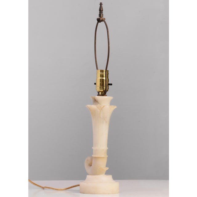 An antique Italian Alabaster Cornucopia "Horn Of Plenty" Table Lamp. Nicely carved with minor bruises to the alabaster....
