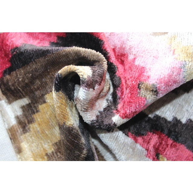 Textile Contemporary Velvet Ikat Bohemian Throw Pillow For Sale - Image 7 of 9