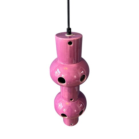 Vintage Pink-Purple Ceramic Pendant Lamp, West Germany For Sale