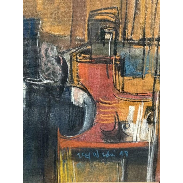 1950s Elof Wedin (Listed Artist, Sweden/Mn 1901-1983) Abstract Pastel Painting, Signed & Titled 1958 For Sale - Image 5 of 11