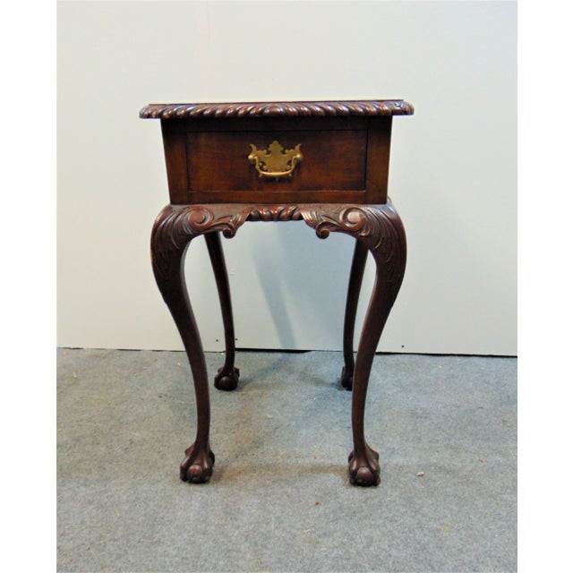 Centennial Chippendale Nightstand, solid mahogany, rope twist carved top edge, carved cabriole legs with claw and ball...