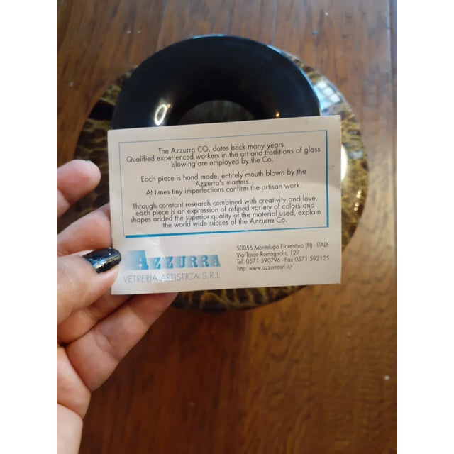 This is a RARE GORGEOUS Azzurra Vetreria Glass 10" Squat Vase Made in Italy. Comes with original tag. Procured during...