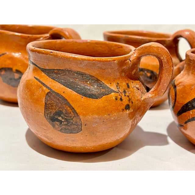 Vintage Mexican Artesania Jarritos Clay Mugs Pots Planters - Set of 5 For Sale - Image 4 of 9