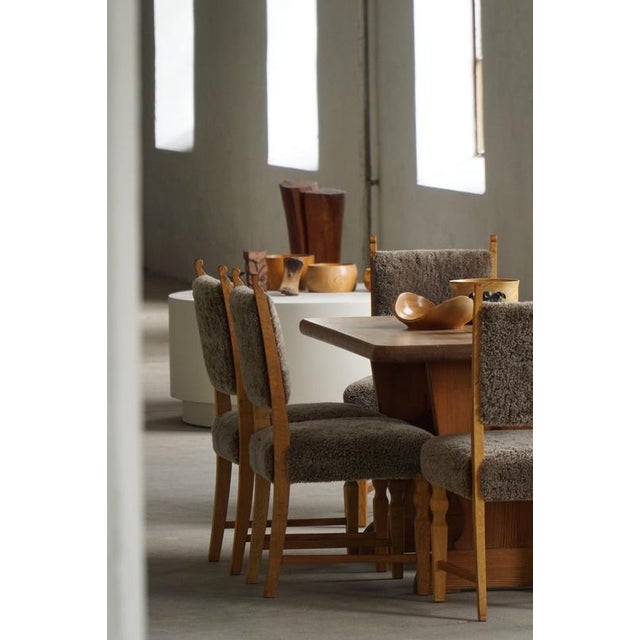 Vintage Danish Dining Chairs in Oak and Lambswool by Henning Kjærnulf, 1950s, Set of 6 For Sale - Image 11 of 18