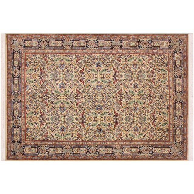 Blue Shabby Chic 1990's Pak-Persian Beige/Blue Wool Rug - 6'1'' X 9'3'' For Sale - Image 8 of 9