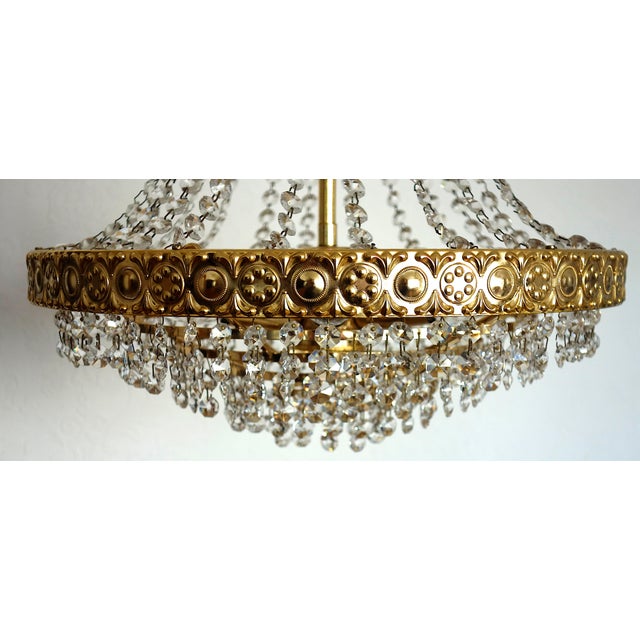 Metal Crystal and 24k Gold Plated Chandelier from Sölken Leuchten, 1970s For Sale - Image 7 of 14