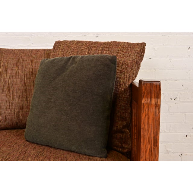 Wood Stickley Mission Oak Arts & Crafts Spindle Settle Sofa For Sale - Image 7 of 12