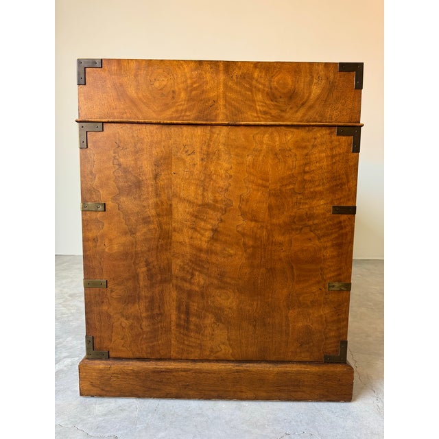 Brown Baker Furniture Milling Road Hollywood Regency Campaign-Style Walnut Desk With Leather Top/ Sold For Sale - Image 8 of 12