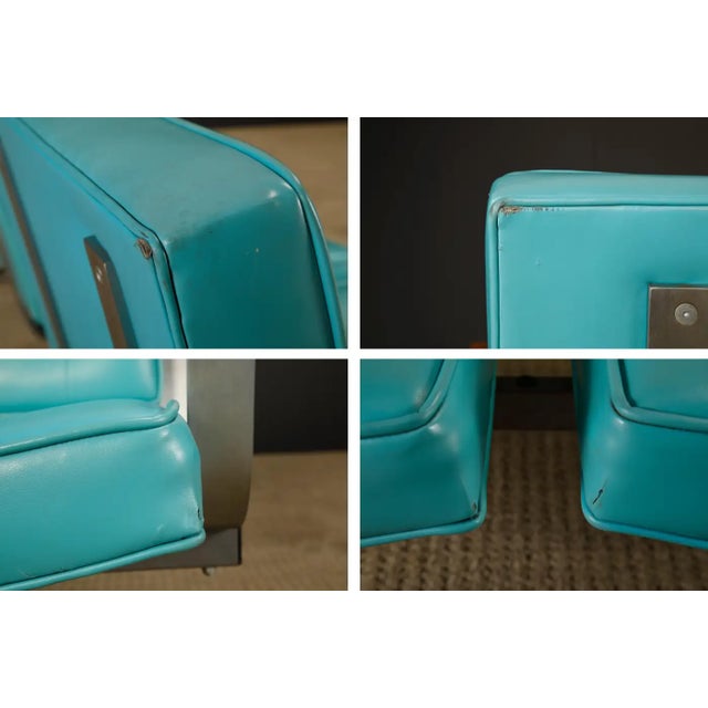 Mid-Century Modern Heavy Steel Airport Tandem Sofa, Circa 1950s For Sale - Image 9 of 18