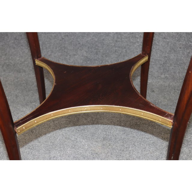 Brown French Louis XV 1870s Era Marble Top Bronze Mounted Mahogany Round End by Millet For Sale - Image 8 of 16