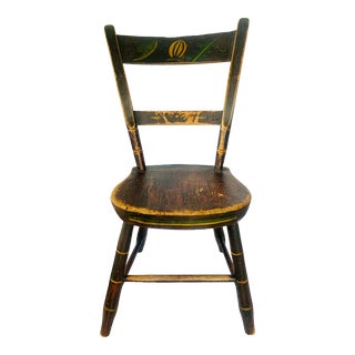 Antique Primitive Hand Carved Pennsylvania Dutch Painted Side Chair, Circa 1880s For Sale
