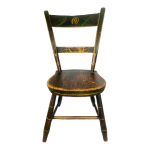 Antique Primitive Hand Carved Pennsylvania Dutch Painted Side Chair, Circa 1880s