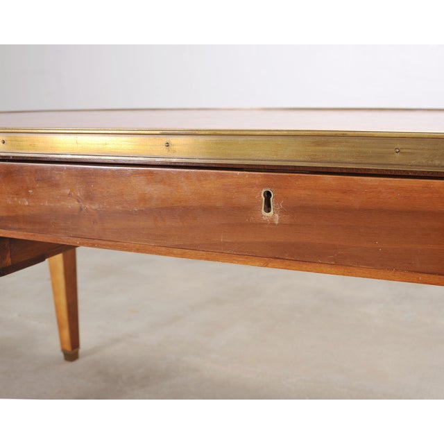 Midcentury French Palladian Fruitwood Library Table Desk 7 Ft For Sale - Image 13 of 18