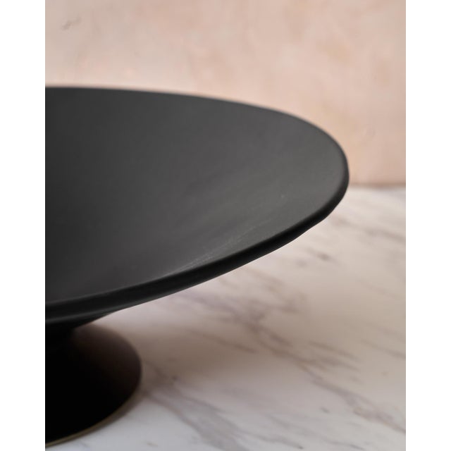 2020s Large Handcrafted Ceramic Pedestal Bowl by NPage Studio X Lostine in Coal Black For Sale - Image 5 of 9