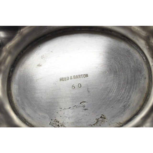 Vintage Reed & Barton Modern Silver Plated Oval Scalloped Pedestal Fruit Bowl For Sale - Image 11 of 12