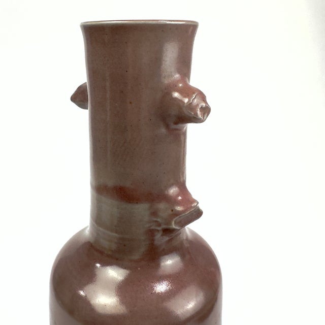 Purple Rare Artisanal Pottery Vase by Renowned Jamaican Ceramicist Norma Rodney Harrack, Signed For Sale - Image 8 of 14