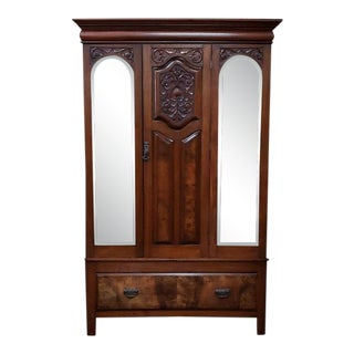Edwardian Mahogany Single Door Armorie W/ Interior Shelves C.1910 For Sale