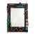 Postmodern Painted Carved Wood Mirror, with beveled mirror and applied geometric motif to the frame. mirror: 23.5" H x...