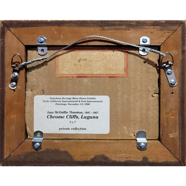 Textile Jane McDuffie Thurston-1920s Laguna Beach Scene-Oil Painting For Sale - Image 7 of 7