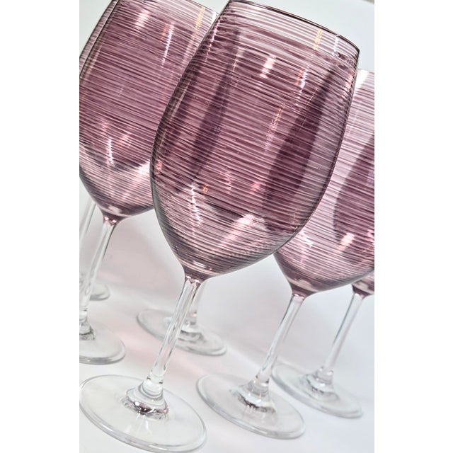 Contemporary Garnet Twirl Stölze- Lausitz Goblets- Set of Six For Sale - Image 3 of 12