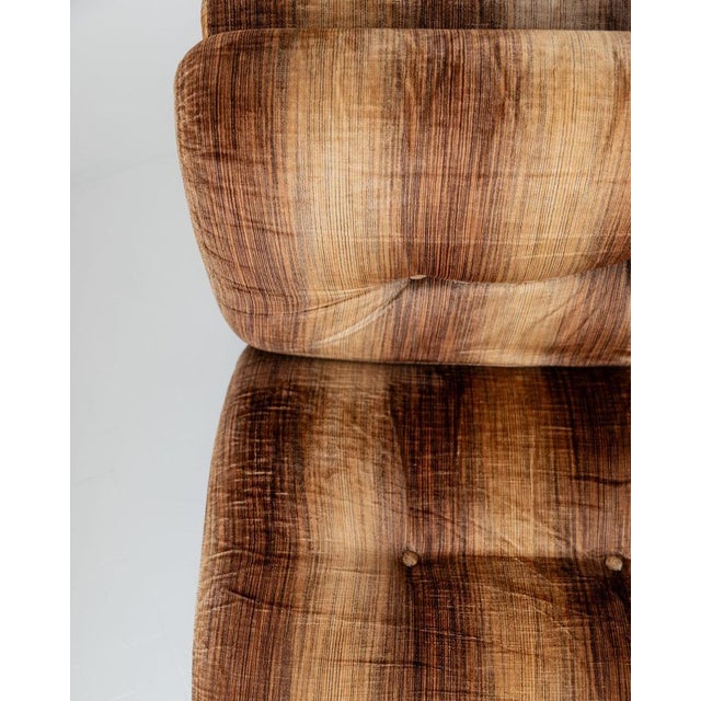 Vintage Space Age Armchair in Striped Velvet Brown by Europoltrona, Italy, 1970s For Sale - Image 6 of 15