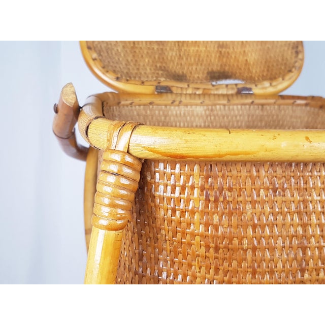 Mid-Century Italian Rush and Rattan Work Basket, 1950s For Sale - Image 10 of 11