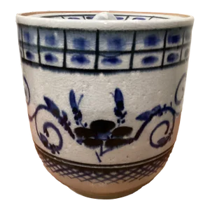 18th Century Chinese Porcelain Ginger Jar With Lid Blue and White Handmade Hand Primitive Painting