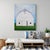 Down in the Valley by Justin Wheatley | Acrylic on Canvas White Barn in Green Field For Sale - Image 11 of 11