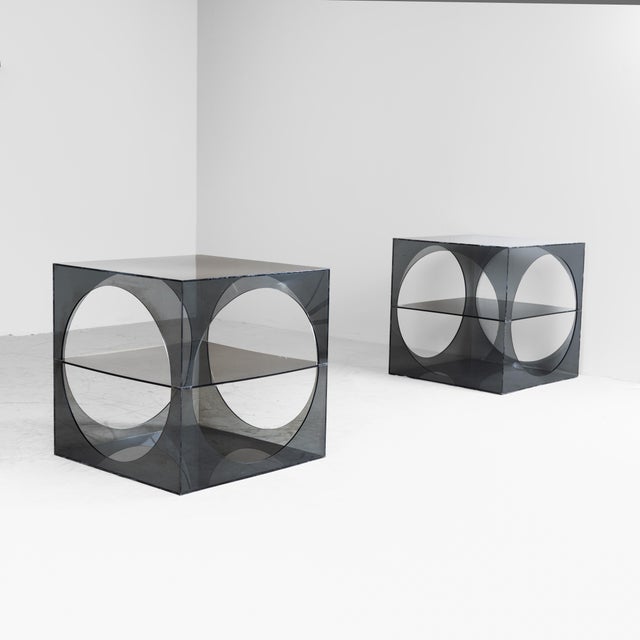 Plastic Acrylic Glass Bedside Tables, 1970s, Set of 2 For Sale - Image 7 of 16