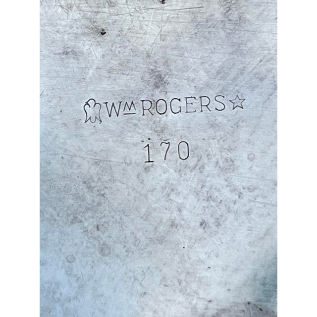 1950s Mid 20th Century Hollywood Regency Wm. Rogers Etched Round Silverplate Tray - Model 170 For Sale - Image 5 of 5