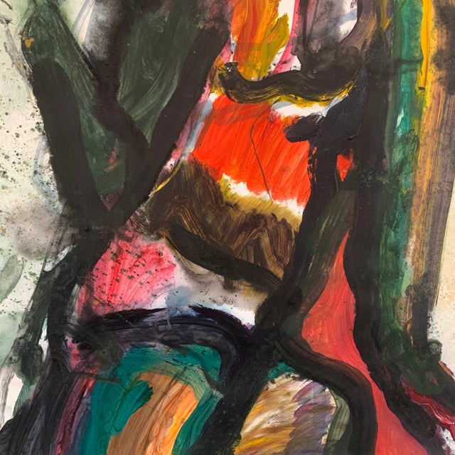 Abstract Contemporary Abstract Figurative Mixed-Media Painting on Paper by Phil Saxon For Sale - Image 3 of 10