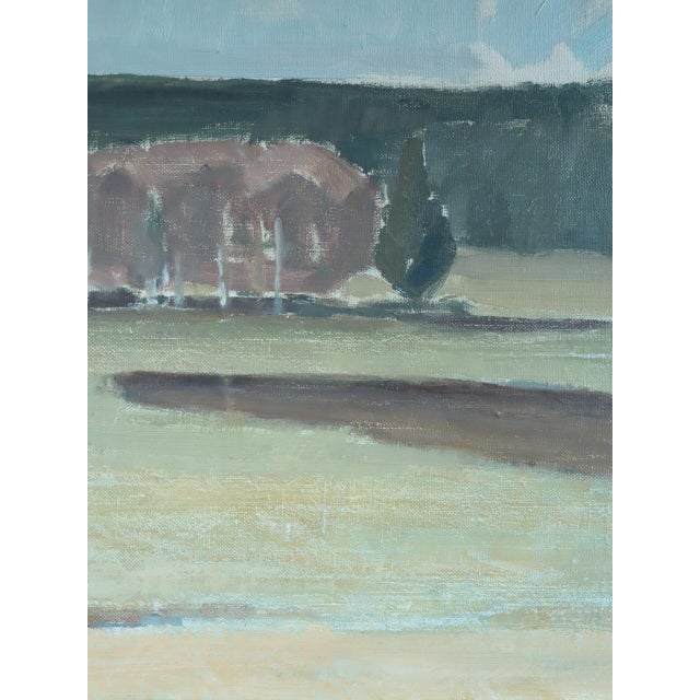 1959 Mid-Century Modern 'Fields at First Light' Vintage Swedish Original Landscape Oil Painting, Framed For Sale - Image 9 of 12