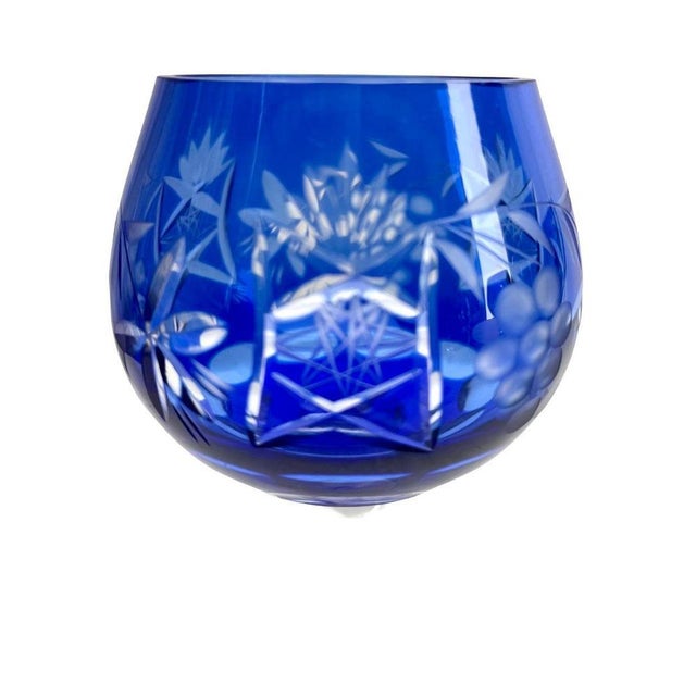 Cobalt Stem Glasses in Crystal, 1950, Set of 6 For Sale - Image 14 of 16