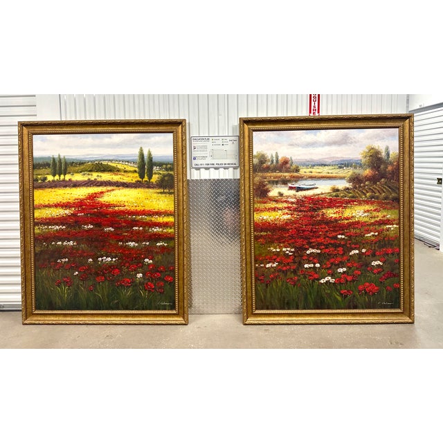 Traditional C. Giliano Grand-Scale Italian Countryside Oil Paintings – Pair For Sale - Image 3 of 18