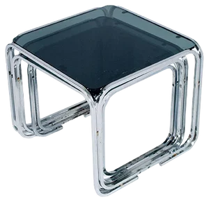 Glass & Chromed Tubular Steel Nesting Tables in the Style of Marcel Breuer, 1950s, Set of 3