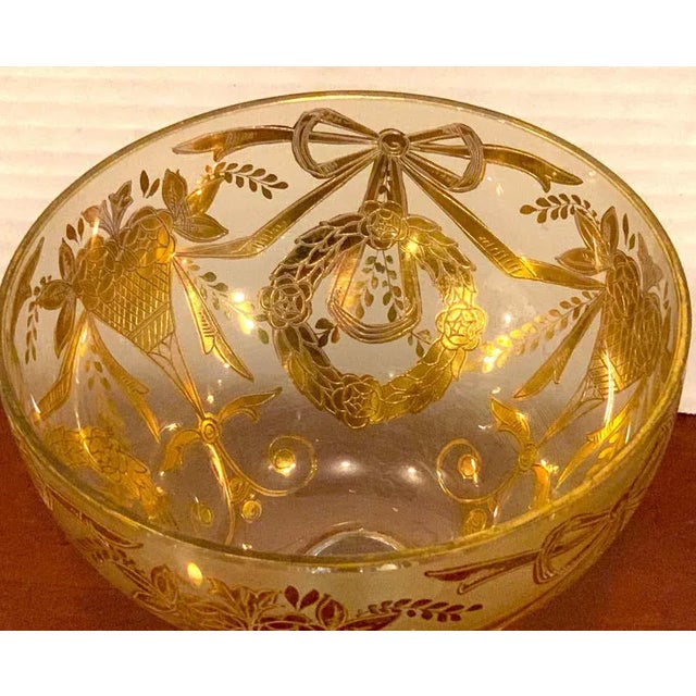 Early 20th Century Set of Six Gilt Enameled Frosted Grand Coupes/ Dessert or Seafood For Sale - Image 10 of 11