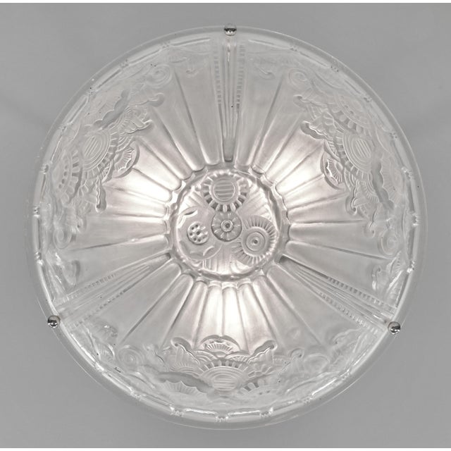 Metal French Art Deco Pendant Light by Hettier Et Vincent & J. Gauthier 1930 France For Sale - Image 7 of 11