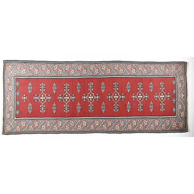 This exquisite handwoven hallway runner embodies the artistry and precision of Anatolian weaving traditions. Crafted from...