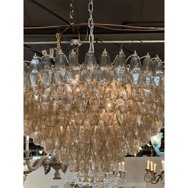 Modern Modern Murano Glass Poliheder Chandelier in Fume Color For Sale - Image 3 of 9