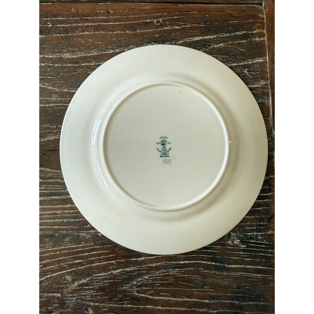 Black 1910s Crown Staffordshire Fine Bone China Salad Plates Black Art Deco Bands With Floral Bouquets – Made in England -Set of Ten For Sale - Image 8 of 9