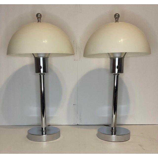 Italian Vintage 1960’s Space Age Chrome Lamps a Pair For Sale - Image 13 of 13