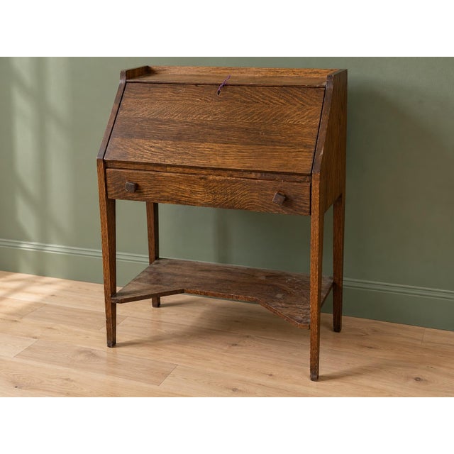 1920s Arts and Crafts Oak Drop Front Secretary Desk | Chairish