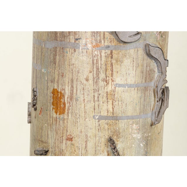 Textile Antique Floor Lamp From Repurposed Industrial Wallpaper Textile Printer For Sale - Image 7 of 16