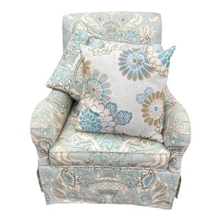 Swivel Rocker Club Chair in Coastal, Soft Color Palette For Sale