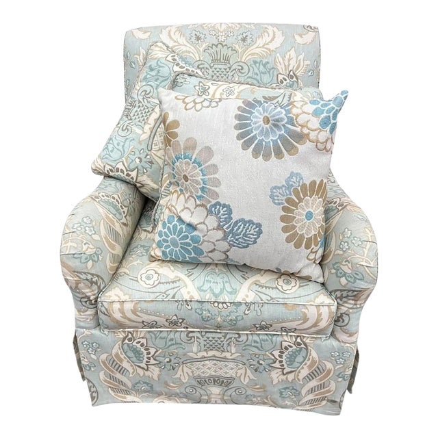 Swivel Rocker Club Chair in Coastal, Soft Color Palette For Sale